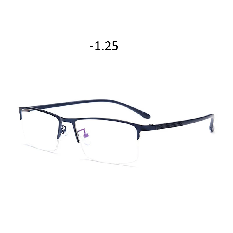 blue myopia 1.25 Zilead полуоправа анти-синий светильник очки для близорукости Ретро Классические мужские Бизнес близорукие очки унисекс-0,75 до-4,0 - Цвет оправы: blue myopia 1.25