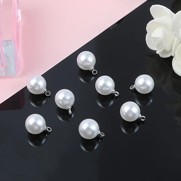 10mm 6/8/10mm 10pcs ABS Pearl Beads Charm for Earring Necklace DIY Jewelry Findings Making Earring Necklace Pendant Accessories - Цвет: 10mm