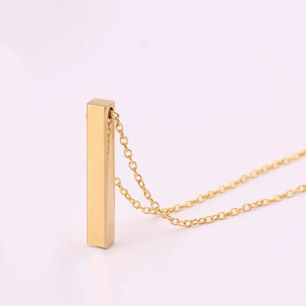 custom gold Индивидуальное четырехстороннее ожерелье, персонализированное квадратное 3D ожерелье с именами, подвеска из нержавеющей стали для женщин и мужчин, ювелирные изделия, подарки - Окраска металла: custom gold