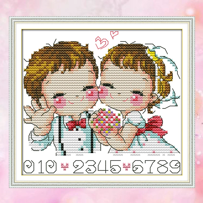 Joy Sunday Свадебный Набор для вышивки крестом набор рукоделия happy DMC 14CT11CT хлопковая