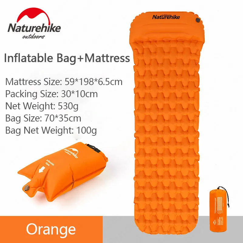 1 Perosn Set Orange Naturehike коврик для сна Кемпинг надувной матрас Открытый Utralight воздушный коврик с подушкой портативный надувной влаго-коврик - Цвет: 1 Perosn Set Orange
