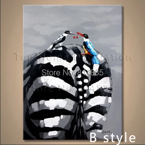 Модный Рисунок Зебра на холсте черно-белая ручная роспись абстрактная картина