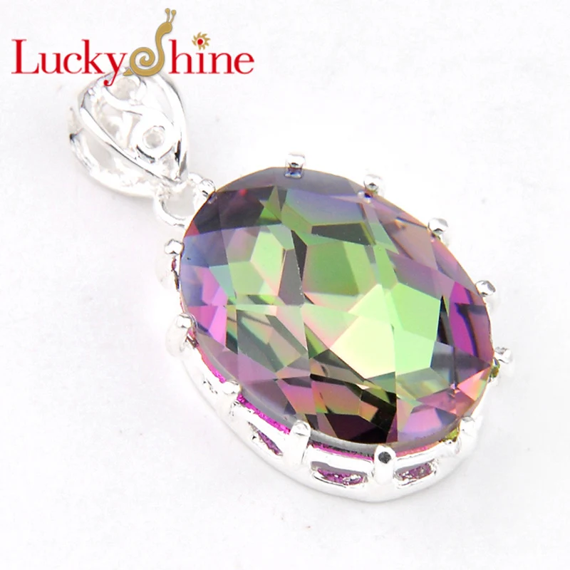 Luckyshine серебряные 925 Новые овальные женские подвески огня радуги мистические