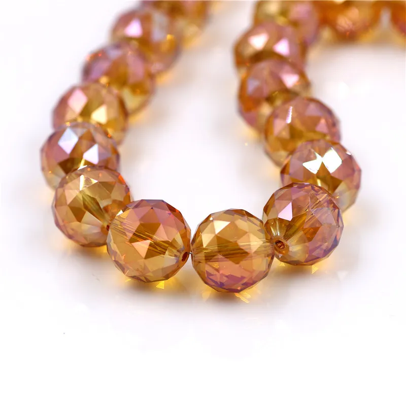 16 мм бусины лэмпворк европейские 40 шт./лот граненые стеклянные круглые шарики с отверстием, Кристальные бусины из натурального камня для изготовления ювелирных изделий - Цвет: red wine