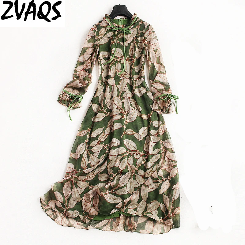 Фото Женское шифоновое платье с длинным рукавом ZVAQS повседневное милое цветочным