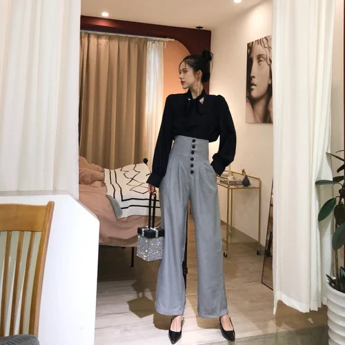 Весенние женские комплекты одежды шифоновые рубашки с длинным рукавом высокая