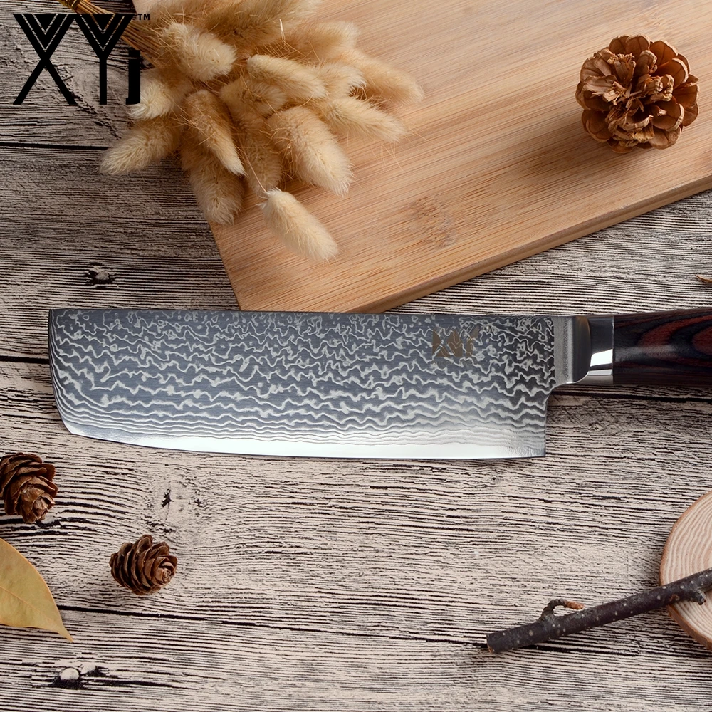 XYj Дамаск Кухня ножи Новое поступление 2019 Цвет деревянной ручкой комплект из 5