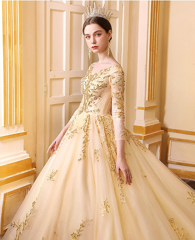 Роскошное Свадебное платье 2020 Новое роскошное блестящее свадебное цвета