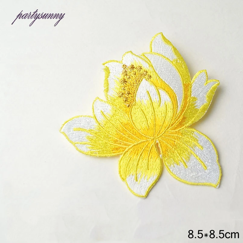 PF Цветок Лотоса Вышивка Патчи Аппликация Железа на Патч для Одежды Платье Мешок