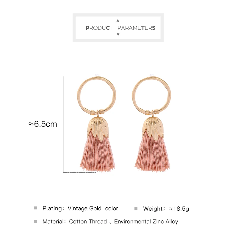 Розовые хлопковые этнические серьги с кисточками для женщин модные ювелирные