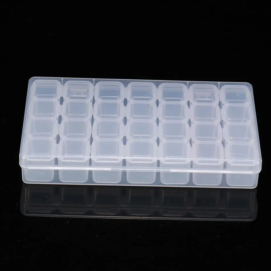 28 сеток пластиковые прозрачные инструменты для ногтей коробка хранения пудра с