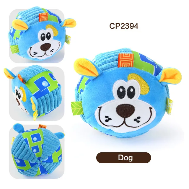 Dog Разноцветные Мультяшные животные, Детские Кольца, колокольчик, мяч, детская одежда, музыкальное обучение, игрушка для детей, милые руки, встряхивание, погремушка, мяч - Цвет: Dog
