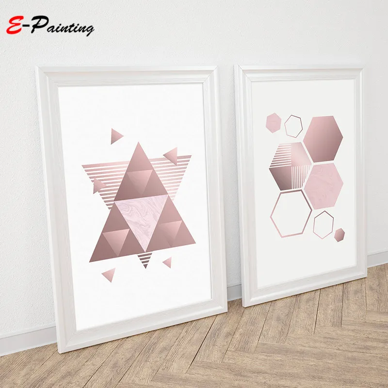 Nordic Pink Line Geometry Abstract Art Poster Canvas Painting Modern Minimalist Wall Picture For Living Room Home Decor