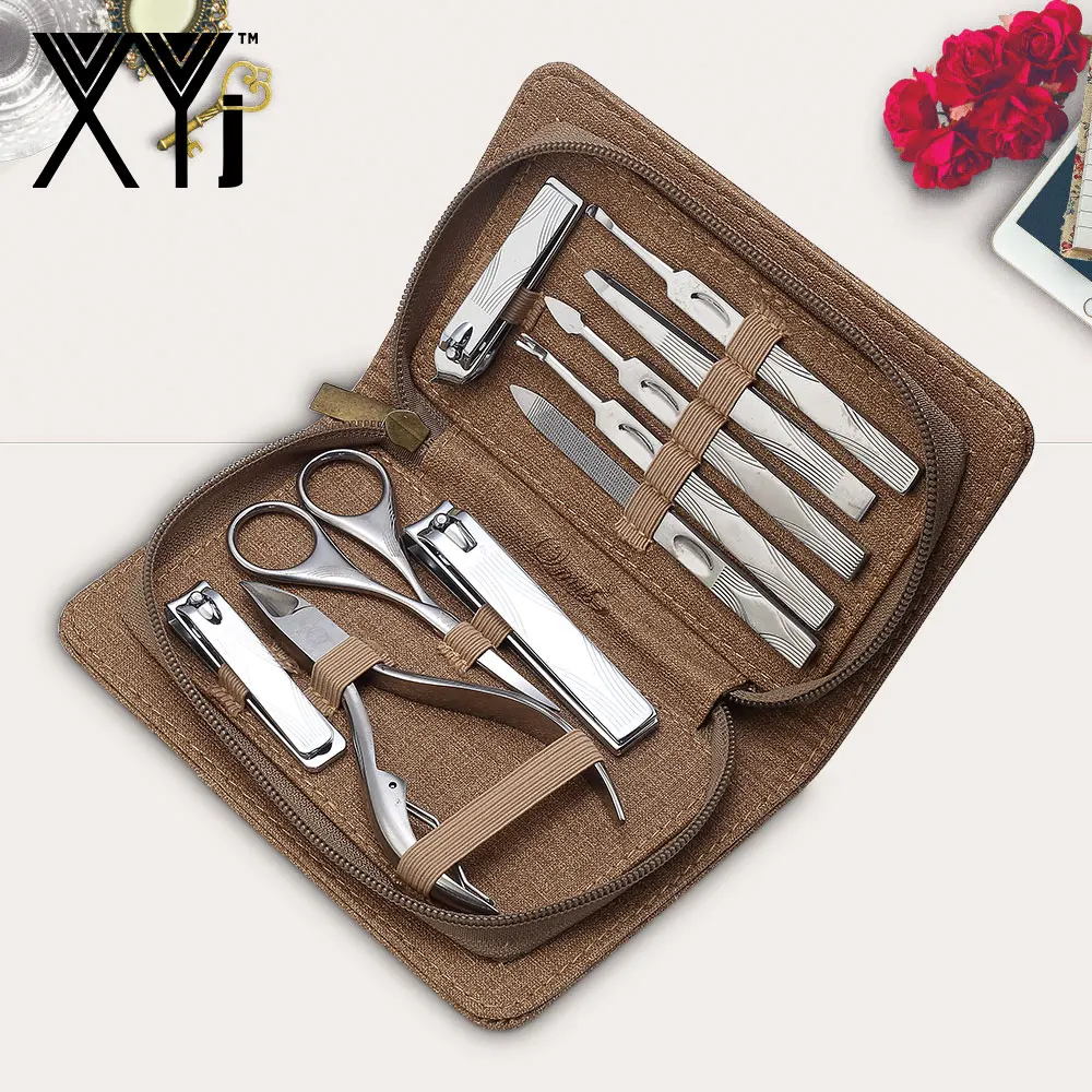 XYj 10 in 1 Manicure Set Pedicure Kit Nail Art Tools Clipper Stainless Steel Care Professional Grooming kit | Красота и здоровье