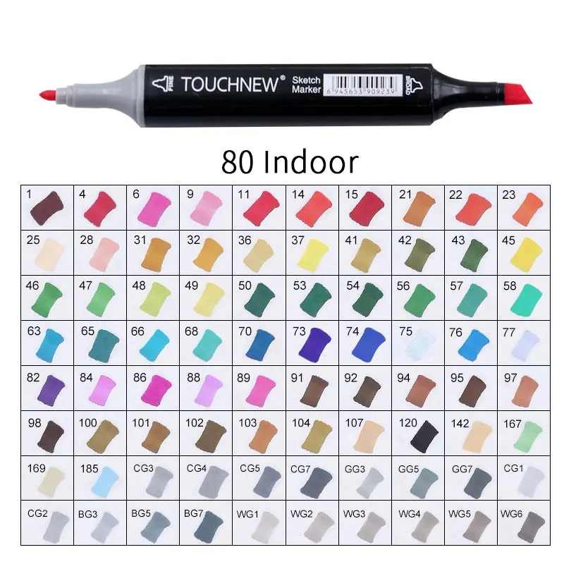 black 80 Indoor Touchnew Набор цветных копировальных маркеров спиртовые ручки, маркеры для рисования товары для рукоделия кисть манга для рисования акриловый дизайнерский набор ручек для студентов - Цвет: black 80 Indoor