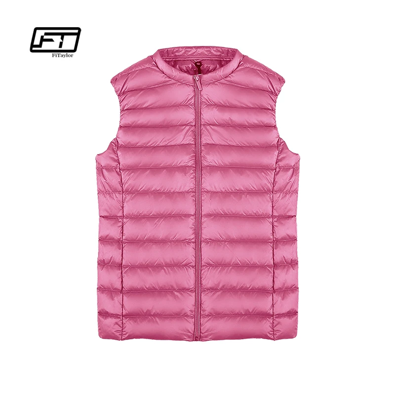 Fitaylor осенний женский жилет на 90% белом утином пуху ультра-светильник тонкий