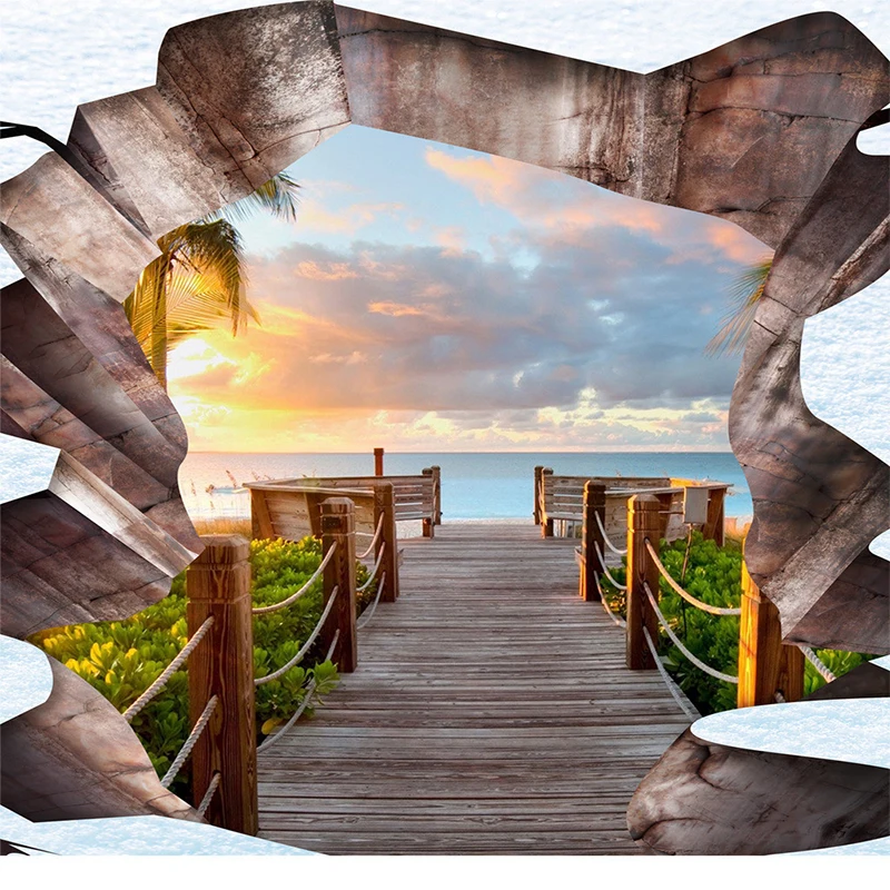 Пользовательские 3D трещины канала пейзаж Гостиная Ванная комната пол обои декор