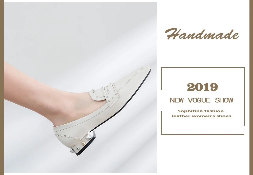 SOPHITINA/Женская обувь из овечьей кожи на плоской подошве с квадратным носком; мягкая дышащая элегантная обувь специального дизайна; модная обувь ручной работы на плоской подошве с заклепками; MO103