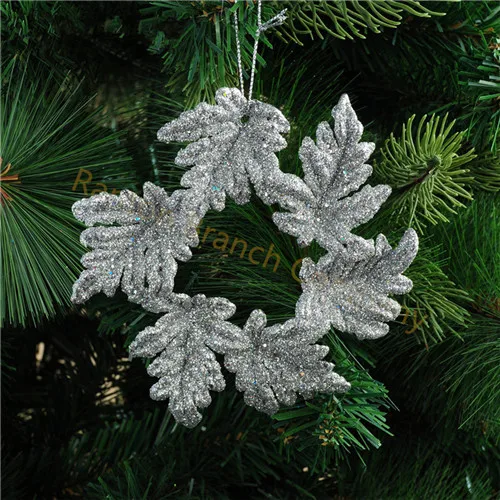 1pc silver color Горячая 12 см пять цветов цветок кольцо Рождественская елка украшения для рождественской елки подвесные украшения 28 г/шт - Цвет: 1pc silver color