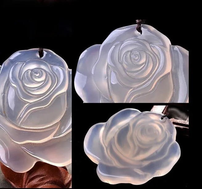 Бесплатная доставка с сертификатом халцедон Высокое качество Роза ожерелье