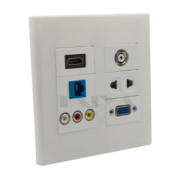 120X120 мм Лицевая панель HDMI VGA CAT6 RJ45 3RCA AV TV AC поддержка настенной панели DIY|face plate|wall