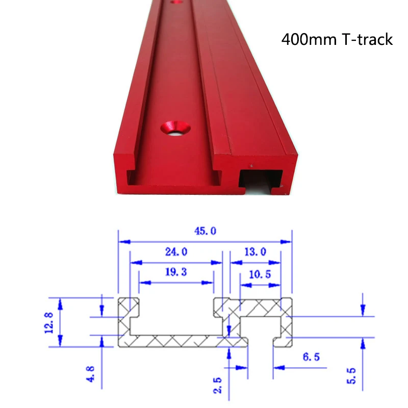 400mm T-track 400/600/800 мм Алюминий сплав Т-образная дорожка Деревообработка Т-образными пазами дорожка со шкалой/дорожки для работы по дереву фрезерный станок - Цвет: 400mm T-track