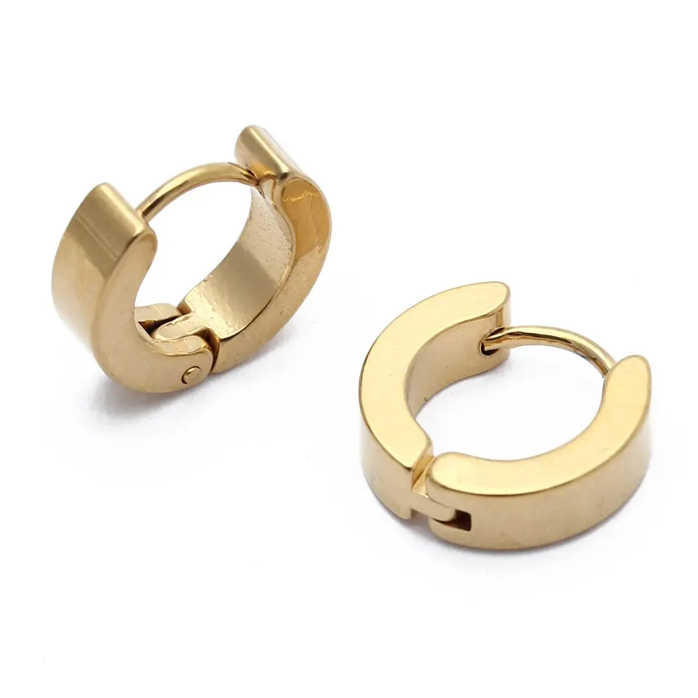 Пара мужских колец Huggie серьги из титановой стали 4 мм x 9 золотой тон|earrings titanium|earrings