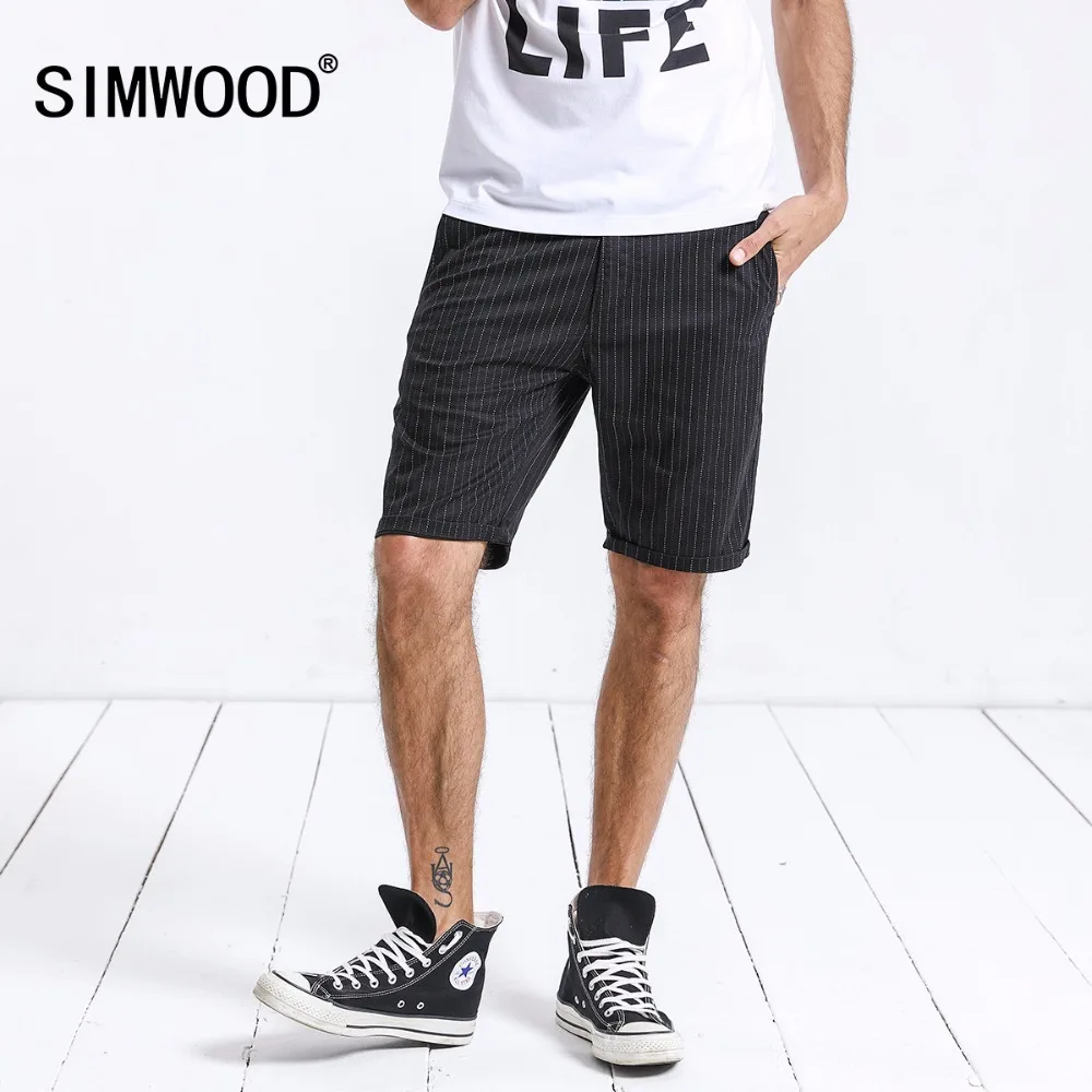 SIMWOOD 2019 летние мужские шорты модные повседневные в полоску прямые до колена