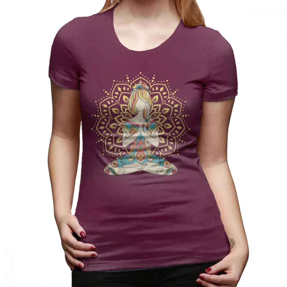 Футболка «Om» Om Chakras minditness медитация дзэн футболка с графическим коротким рукавом женская футболка фиолетовая XXL Женская футболка - Цвет: Коричневый