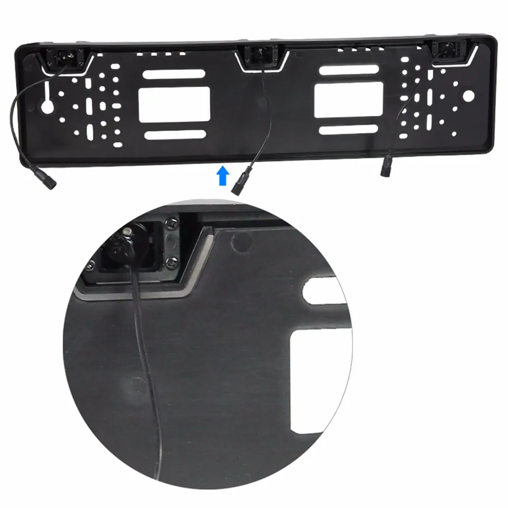 Система парковочного датчика автомобиля Buyee с радарным детектором для заднего номерного фрейма EU с 3 датчиками и сигналом на дисплее.