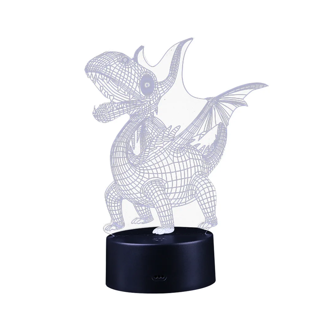 СВЕТОДИОДНЫЙ 3D ночник с подсветкой Иллюзия свет настольная USB 3D визуальная лампа в виде динозавра 7 цветов Изменение подарки 3D светильники для детей