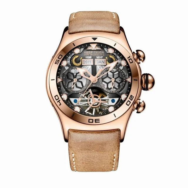 Reef Tiger Aurora Serier RGA703 мужские модные многофункциональные часы с циферблатом автоматические механические наручные часы с календарем на месяц год