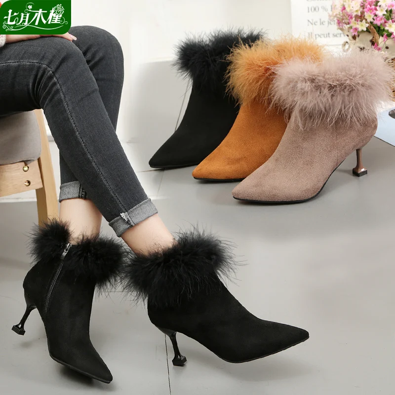New Brand Design Contracted Black Yellow Khaki Women Pointed Toe Stiletto High Heels Booties Woman Ankle Boots Ladies Shoes | Обувь