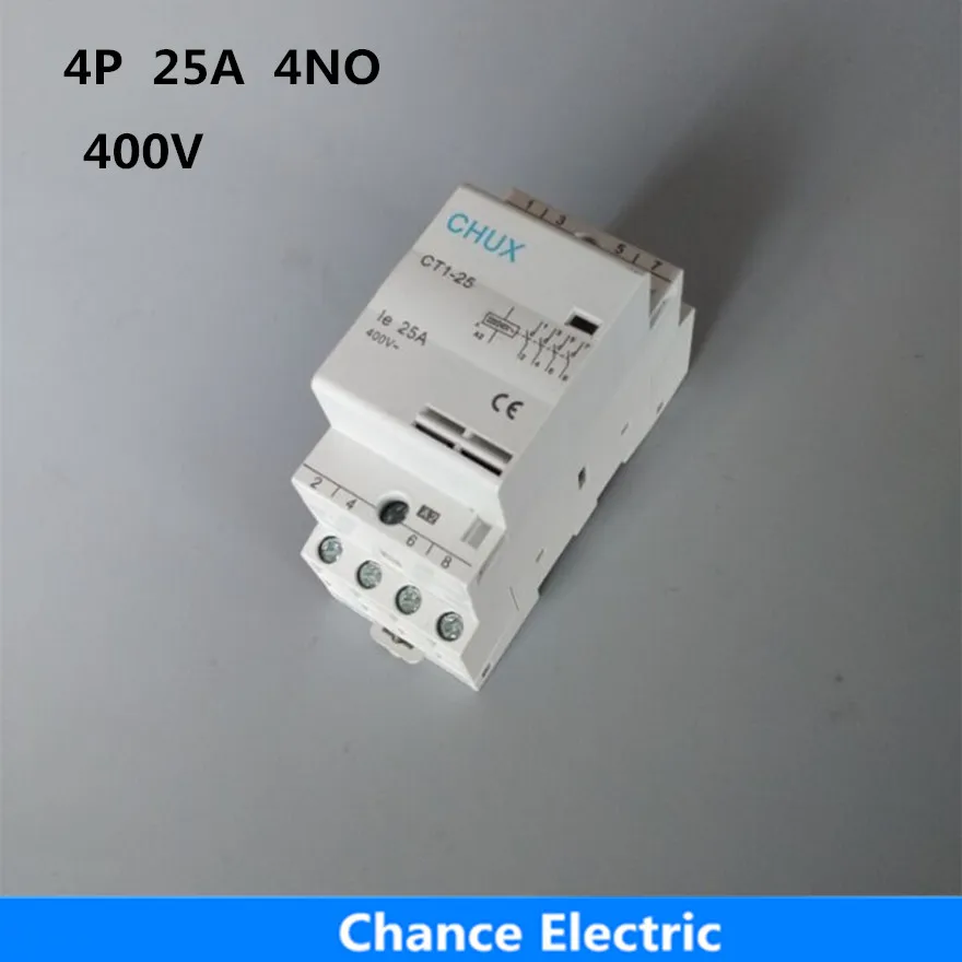 

CHUX 4P CT1-25 25A 400v 50/ 60HZ 4NO Din rail Household AC Contactor popular model