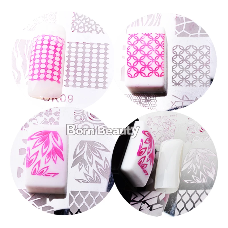 1 шт. новый дизайн шаблон для ногтей цветы французский стиль лак Штамп Штамповка