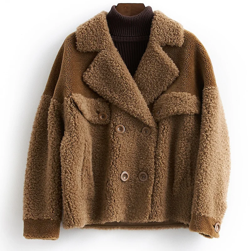 2018 Winter New Women's Leather Grass Coat Sheep Shearing Temperament Lapel Fashion Outer Wool Thick Warm Loose Jacket LB228 | Женская