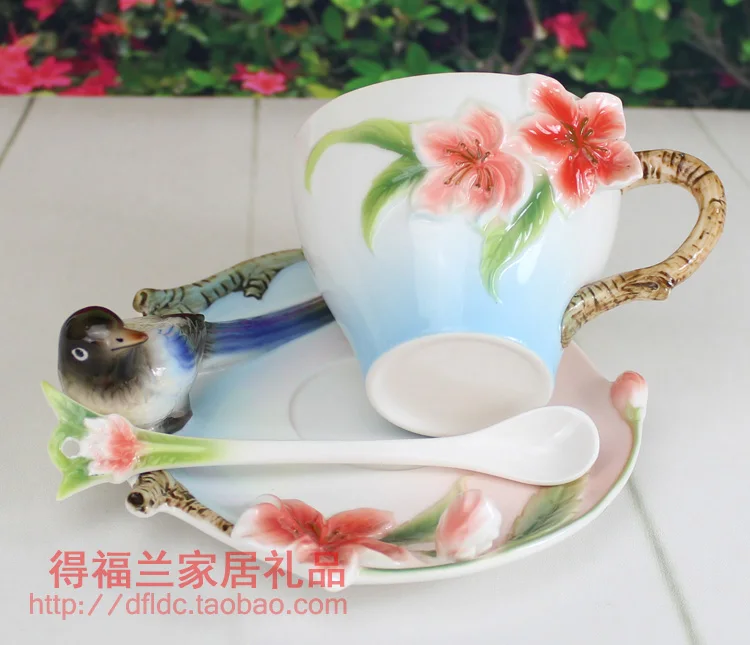 ГОРЯЧИЕ ПРОДАЖИ Кофе Кружки Сороки Цветной Эмали Фарфора Чашки Творческий