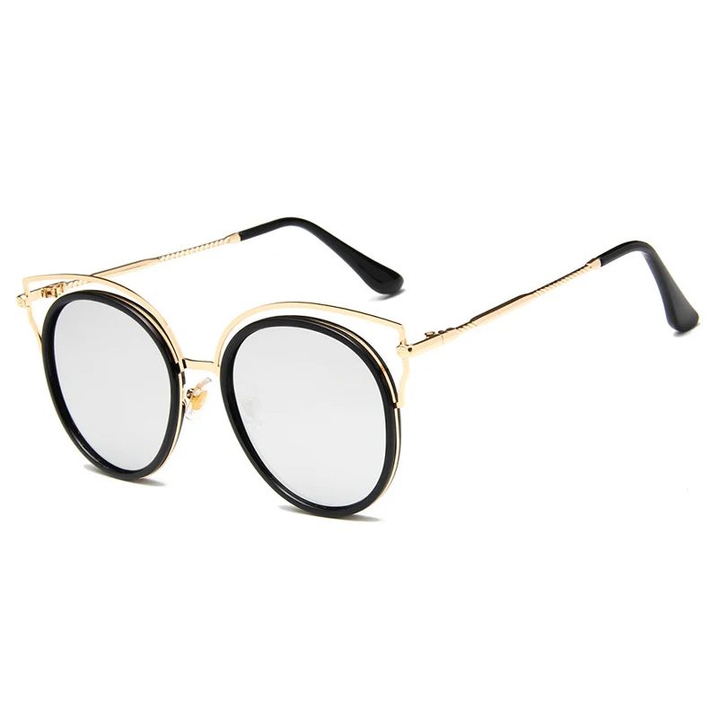 Полые кошачьи уши Солнцезащитные очки для женщин круглый полный Рамки Защита от