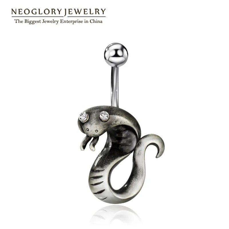 Neoglory змея животное Стразы пирсинг пупка Кольца для женщин модное тело пляжные