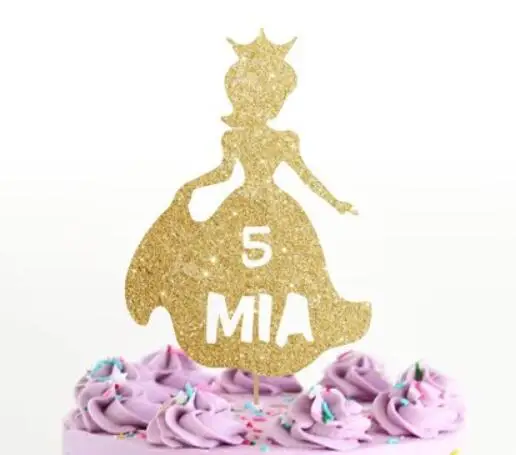 

personalize name number glitter Princess girls birthday Cake Topper -baby shower party cake toppers baptism decoration