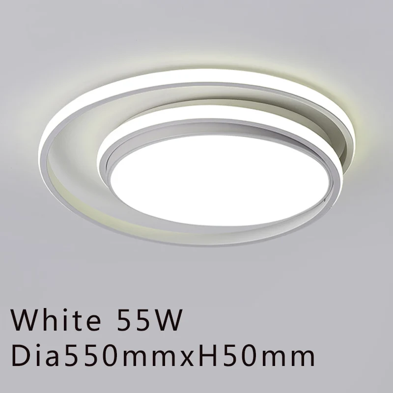 Dia55cm White Современные светодиодные потолочные лампы для гостиной спальни Кабинета Белый Черный Цвет потолочный светильник для кухни светильники блеск AC85-265V - Цвет корпуса: Dia55cm White