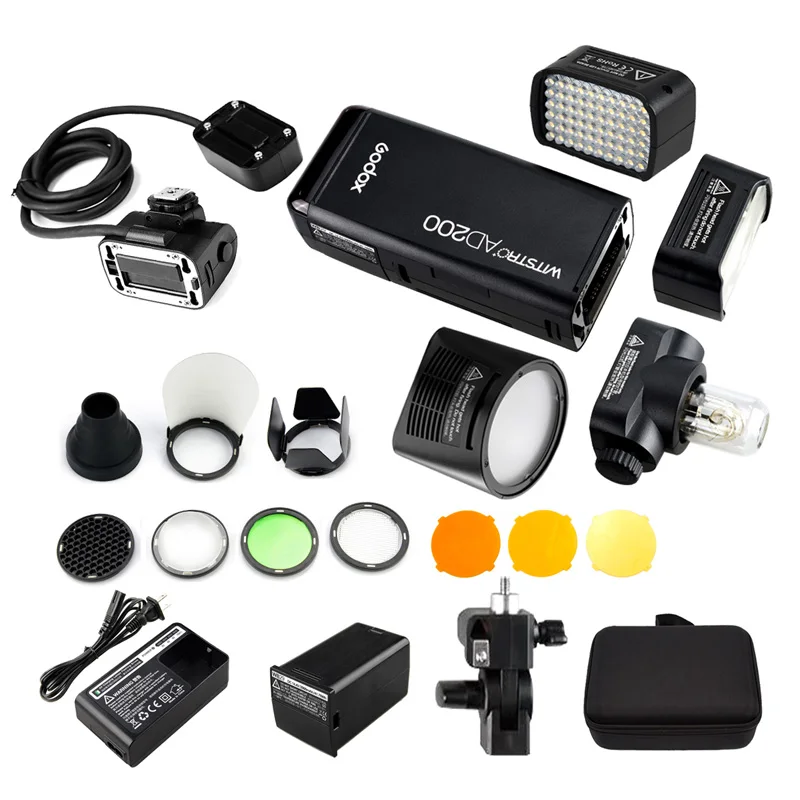 Godox 2,4G ttl HSS карманная вспышка AD200+ 4 светильник головок(H200R/H200/H200J/AD-L)+ адаптер расширения EC200+ комплект аксессуаров для AK-R1 - Цвет: without X1T Trigger