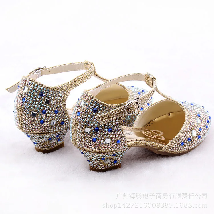 Высокое качество Девушка обувь Горный Хрусталь Сандалии принцесса Женские
