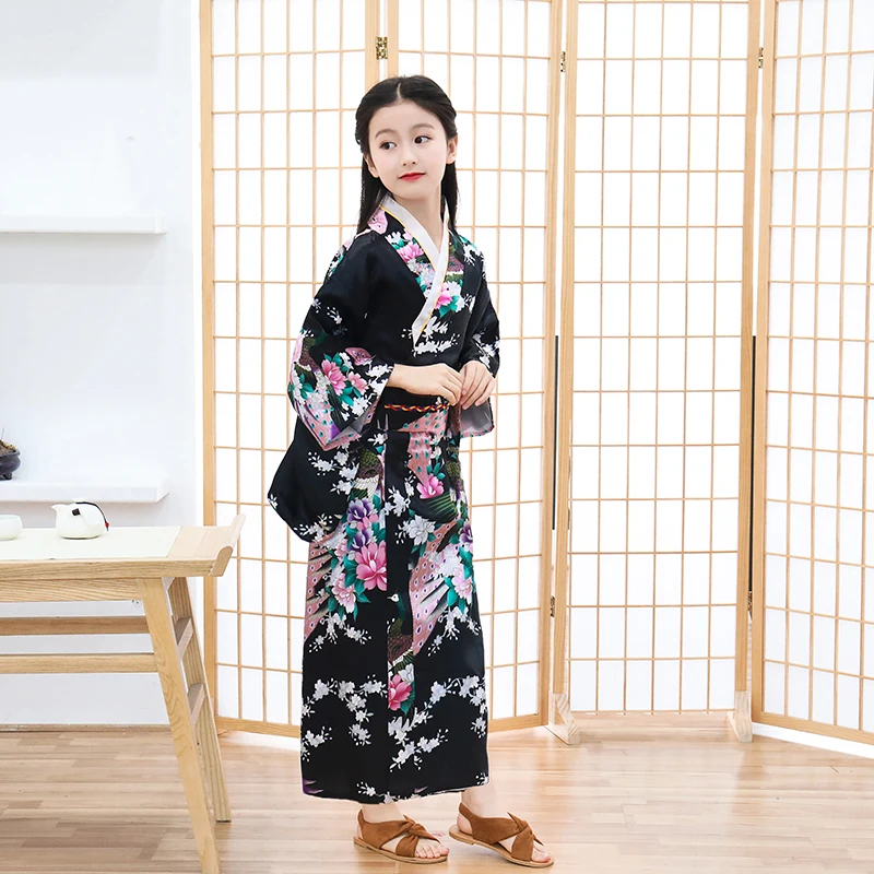 Милое традиционное платье кимоно для девочек Yukata с Obi элегантное японское