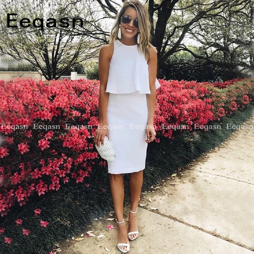 Элегантные коктейльные платья до колен 2020 сексуальные без рукавов для