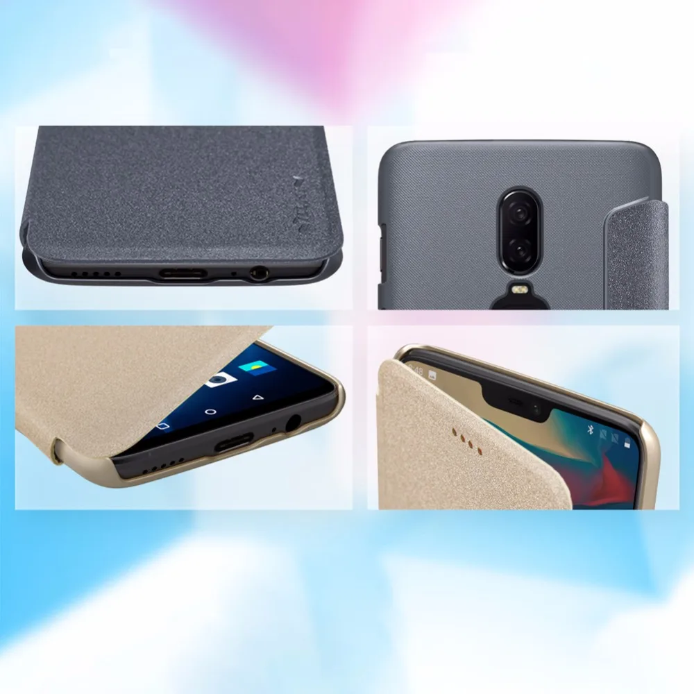 Чехол-книжка для Oneplus 6 5 T супертонкий с блестками из искусственной кожи |