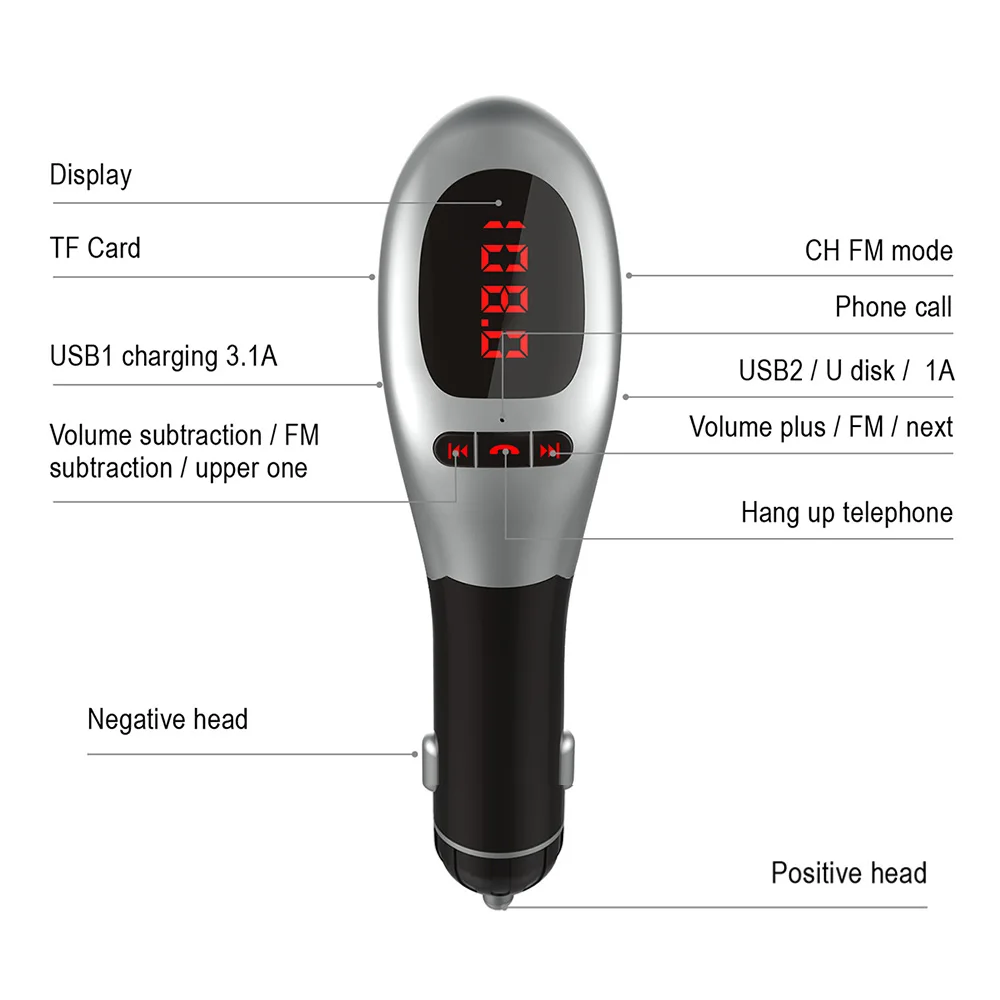 

Car MP3 Player Bluetooth 4.2 FM Transmitter Stereo Music Adapter Handsfree Car Kit 5V 3.1A Dual USB Port Support TF Card U Disk
