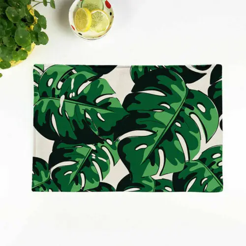 New Green Leaves Sweet Brief Rectangle Anti-Slip Simple Table Insulation Mat Heat Pad Kitchen Dining Placemats Cloth | Дом и сад