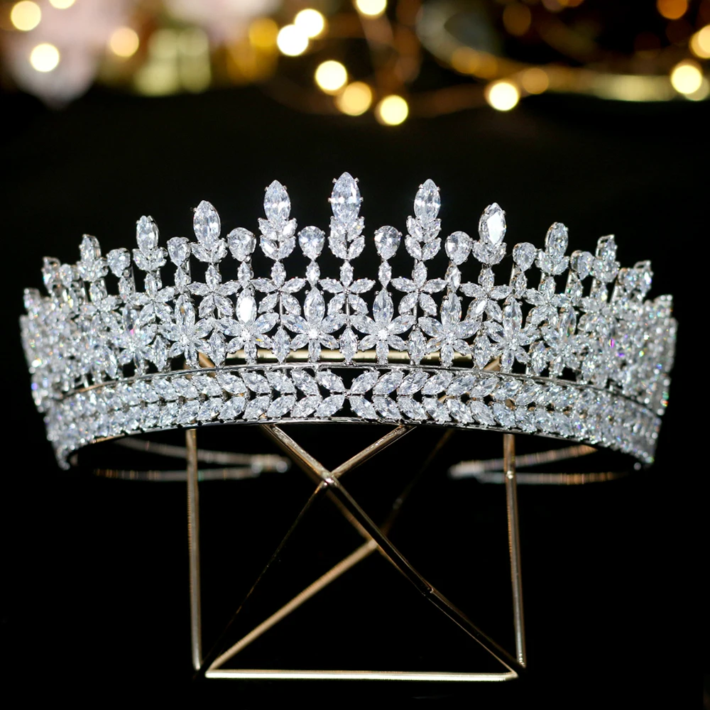 Nueva zirconia cubica tiara nupcial accesorios boda corona de graduacion bola fiesta princesa para el cabello corona|Украшения для