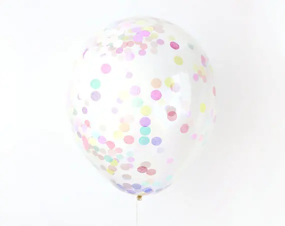 6 confetti balloon Вечерние гирлянды в виде единорога, Пастельная Радужная гирлянда, набор для самостоятельной сборки тканевых кисточек с 15 кисточками для 7 футов CH1105, пастельные бумажные соломинки, конфетти - Цвет: 6 confetti balloon